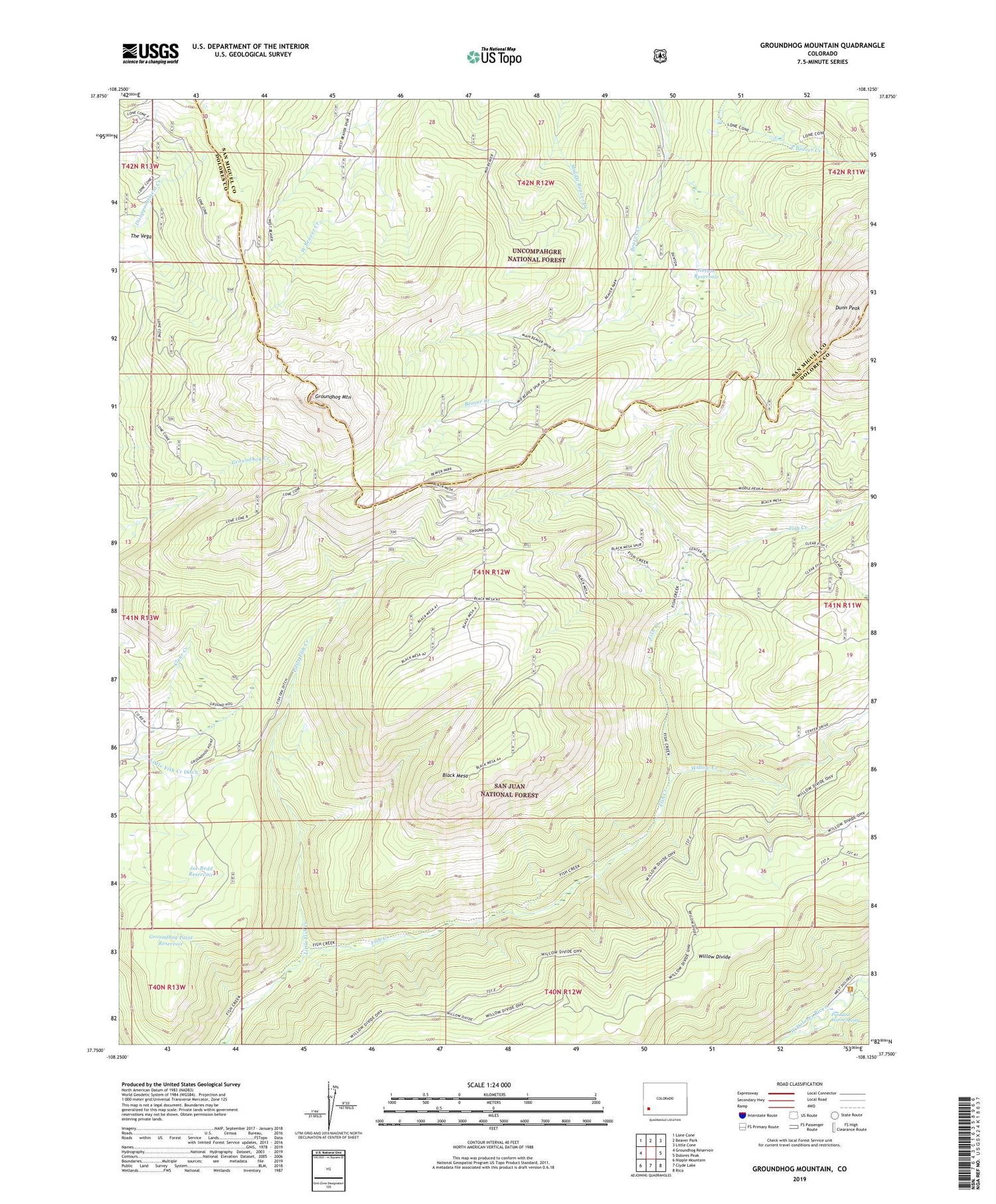 Groundhog Mountain Colorado US Topo Map Image