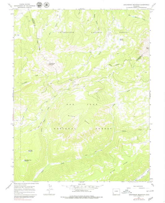 Classic USGS Groundhog Mountain Colorado 7.5'x7.5' Topo Map Image