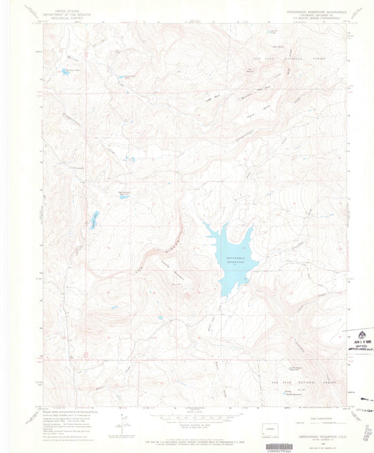 Classic USGS Groundhog Reservoir Colorado 7.5'x7.5' Topo Map Image