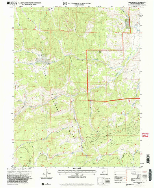 Classic USGS Grouse Creek Colorado 7.5'x7.5' Topo Map Image