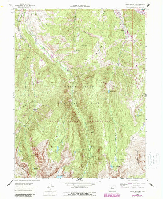 Classic USGS Grouse Mountain Colorado 7.5'x7.5' Topo Map Image