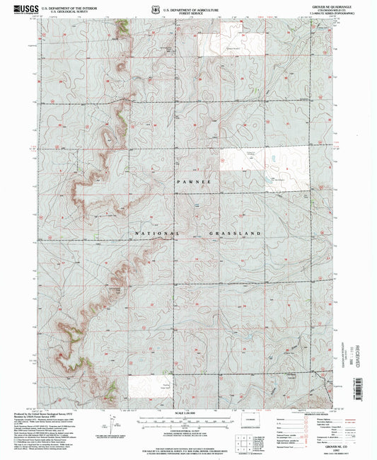 Classic USGS Grover NE Colorado 7.5'x7.5' Topo Map Image