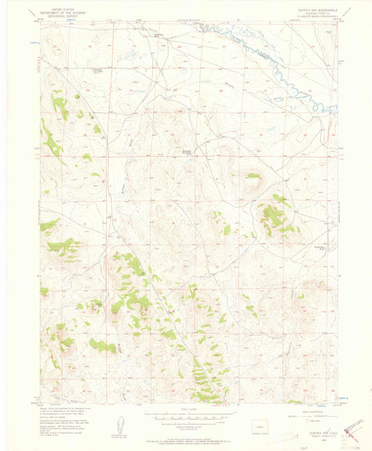 Classic USGS Guffey NW Colorado 7.5'x7.5' Topo Map Image