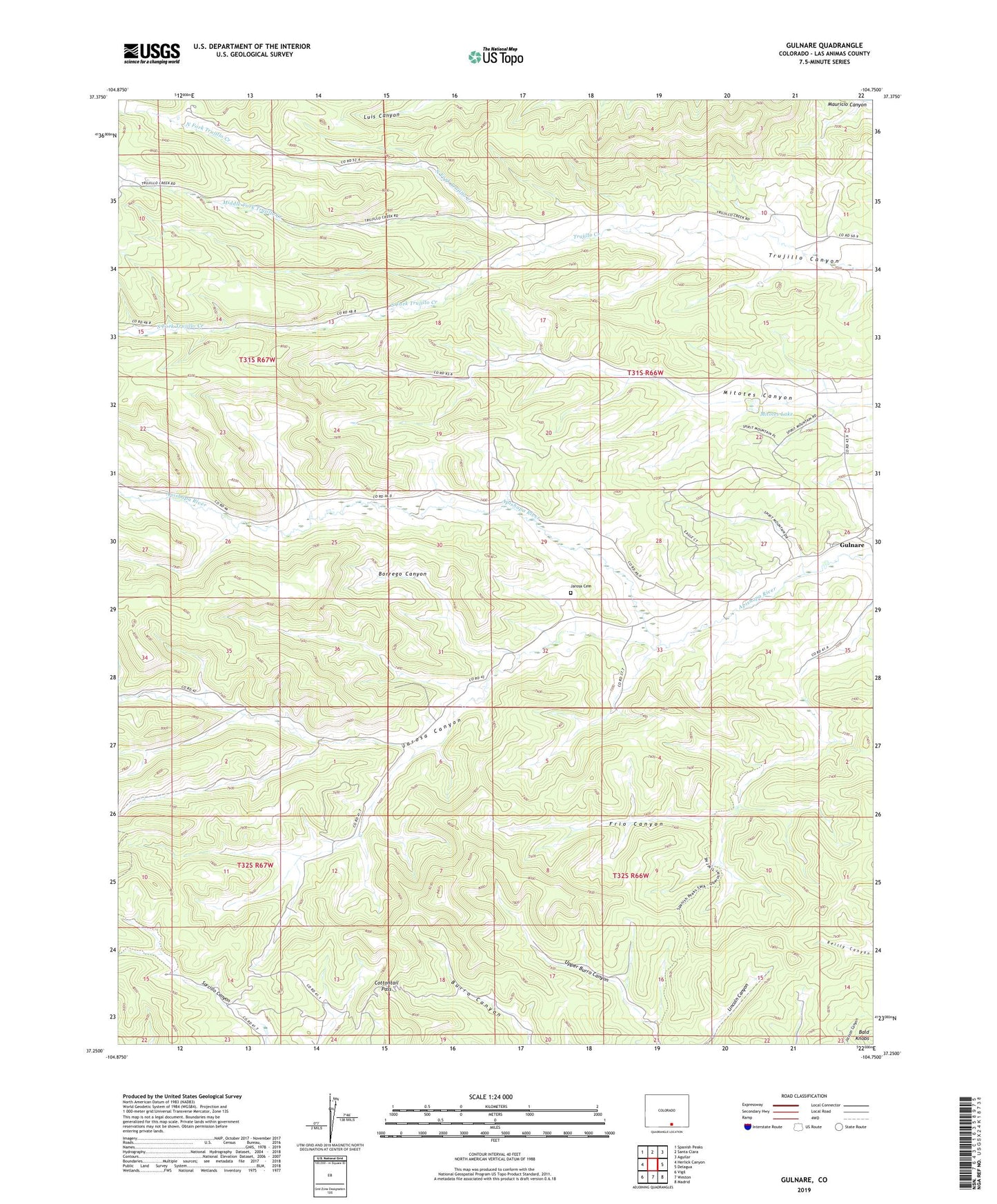Gulnare Colorado US Topo Map Image