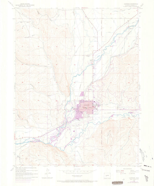 Classic USGS Gunnison Colorado 7.5'x7.5' Topo Map Image