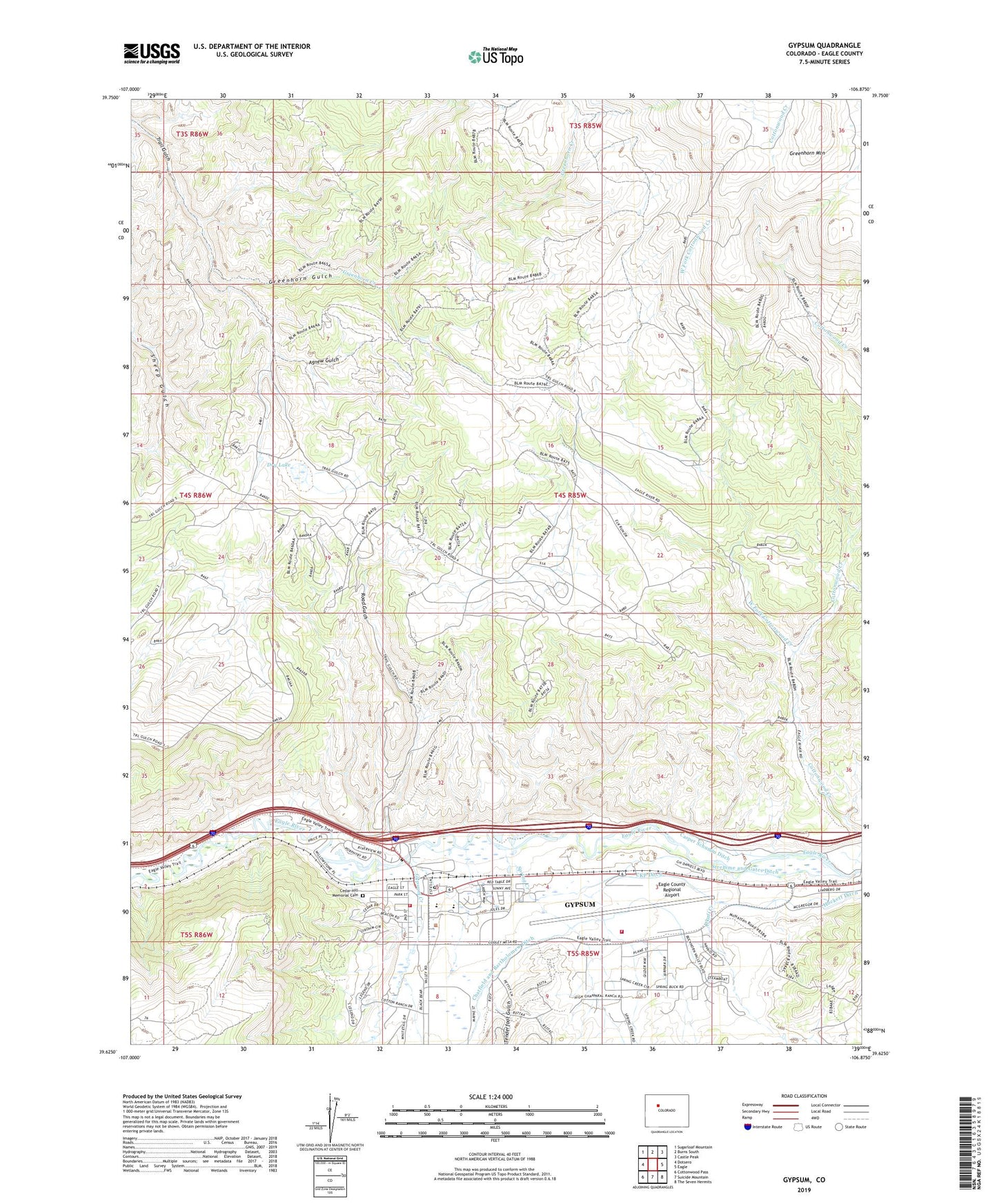 Gypsum Colorado US Topo Map Image