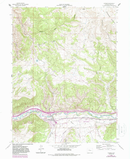 Classic USGS Gypsum Colorado 7.5'x7.5' Topo Map Image
