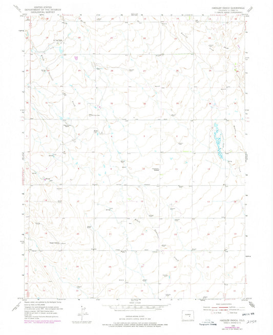 Classic USGS Haegler Ranch Colorado 7.5'x7.5' Topo Map Image