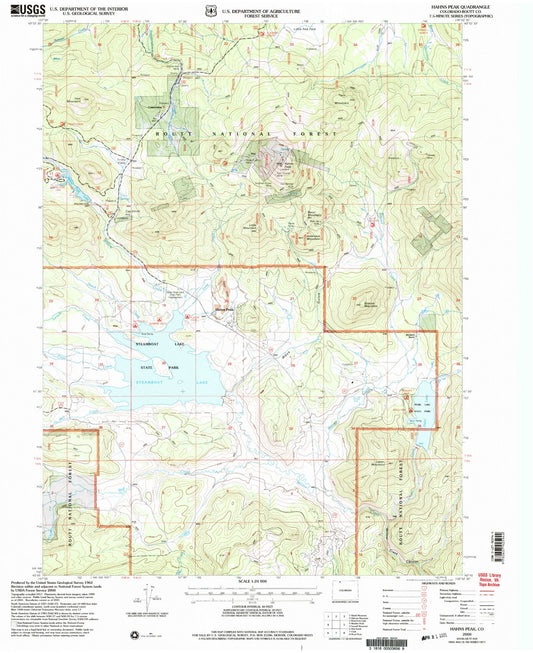 Classic USGS Hahns Peak Colorado 7.5'x7.5' Topo Map Image