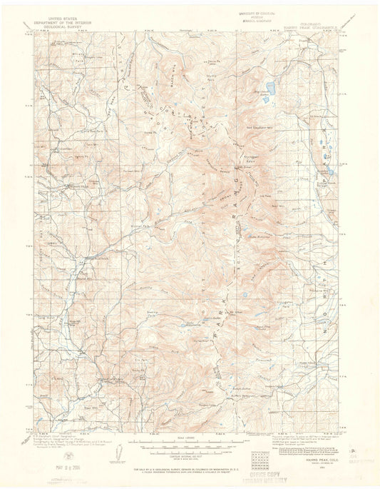 Historic 1911 Hahns Peak Colorado 30'x30' Topo Map Image