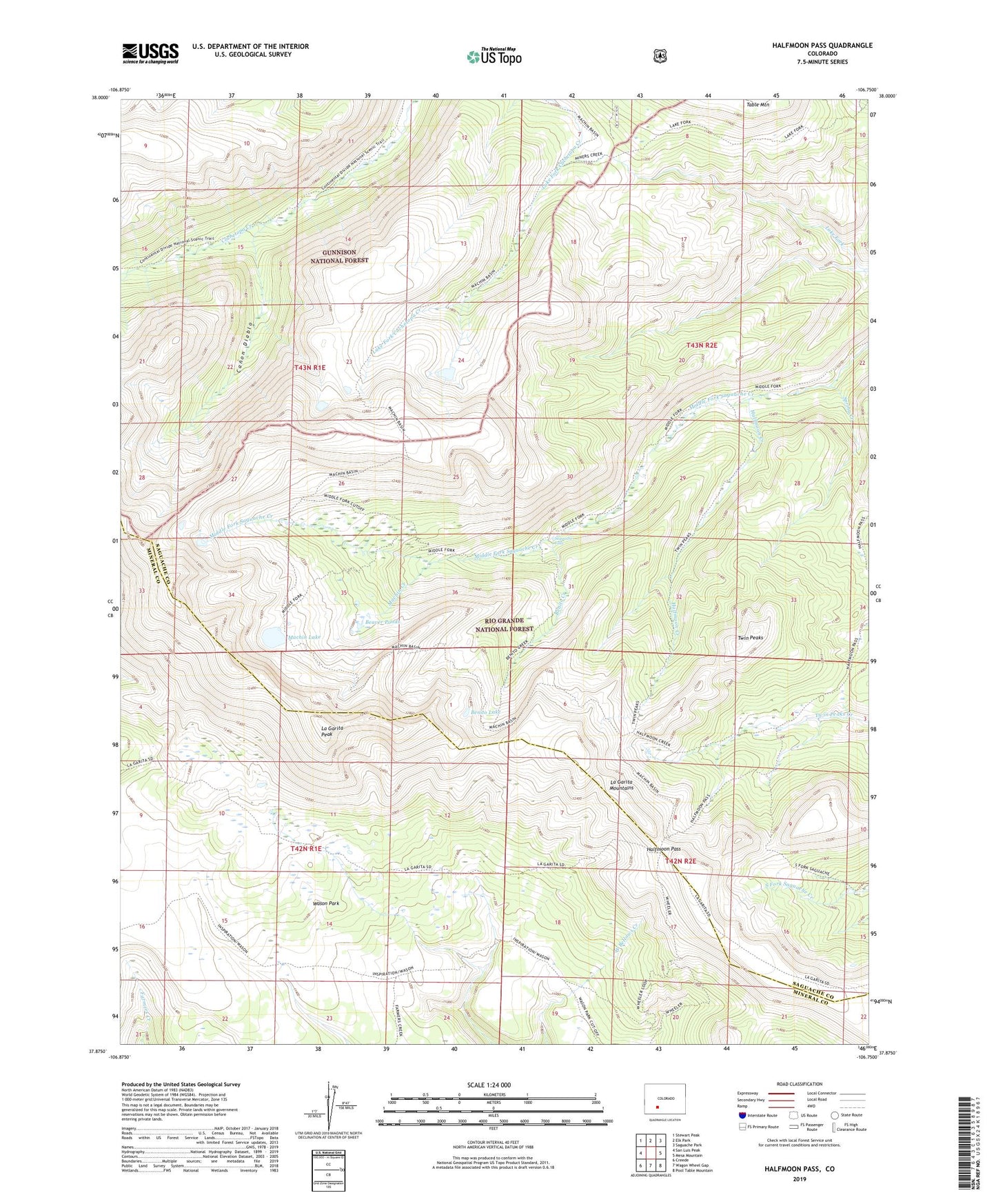 Halfmoon Pass Colorado US Topo Map Image