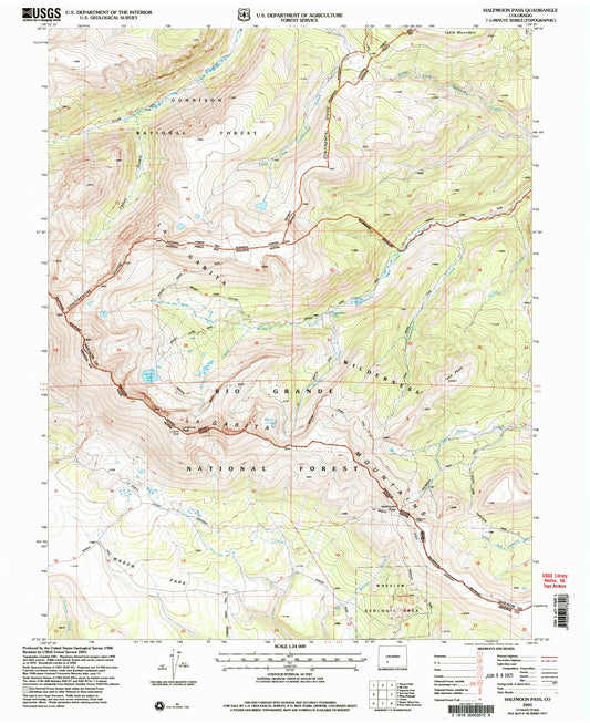 Classic USGS Halfmoon Pass Colorado 7.5'x7.5' Topo Map Image
