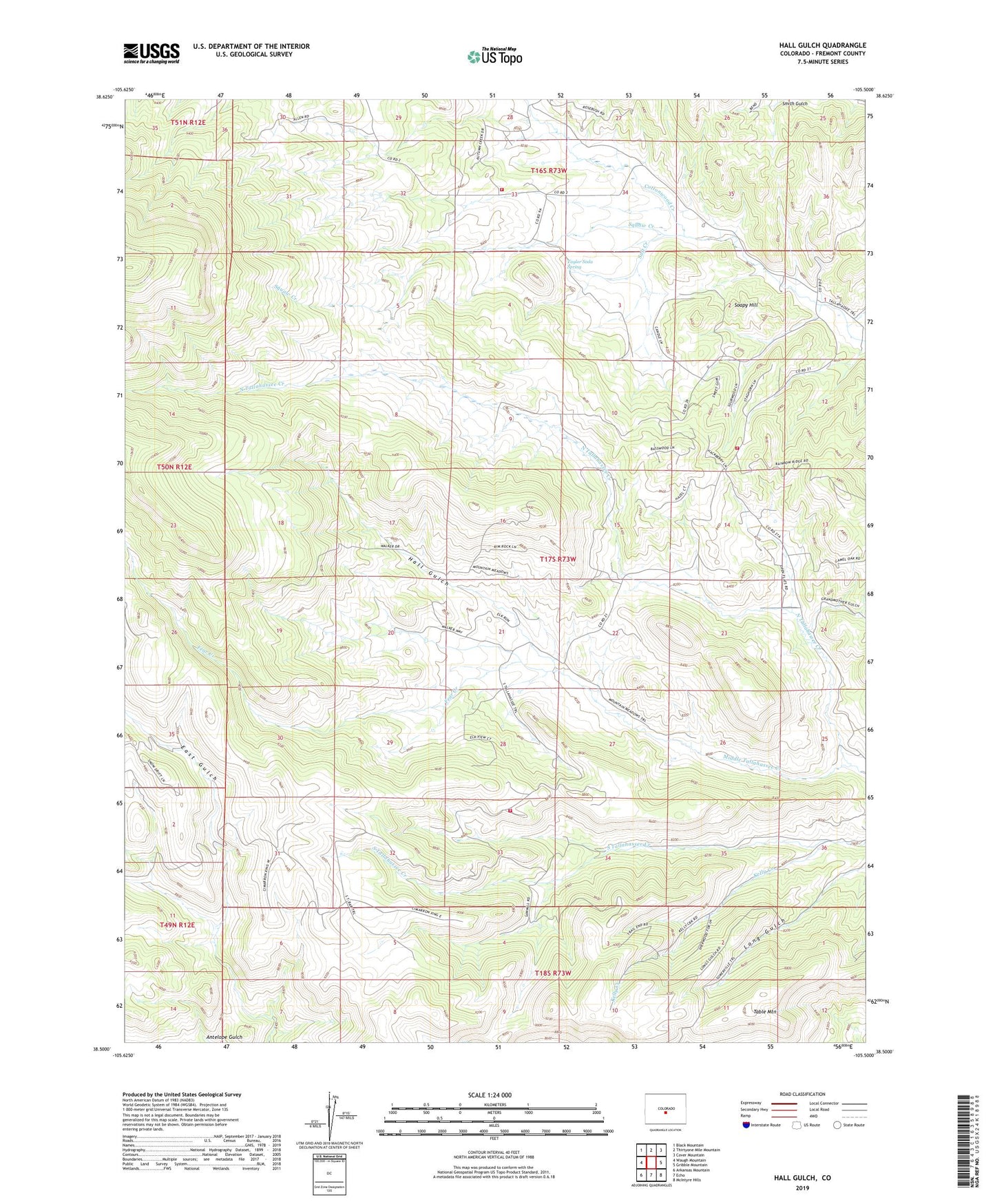 Hall Gulch Colorado US Topo Map Image