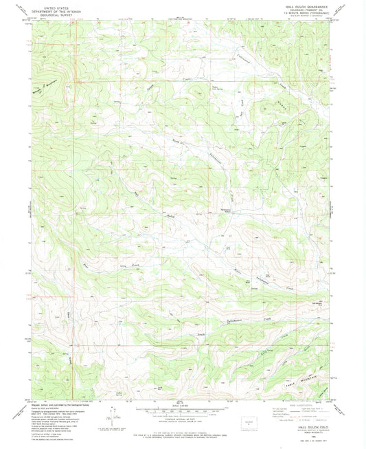 Classic USGS Hall Gulch Colorado 7.5'x7.5' Topo Map Image