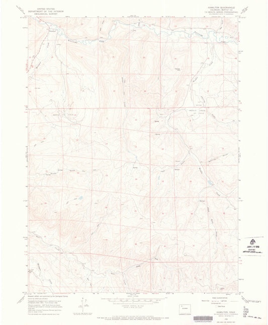 Classic USGS Hamilton Colorado 7.5'x7.5' Topo Map Image