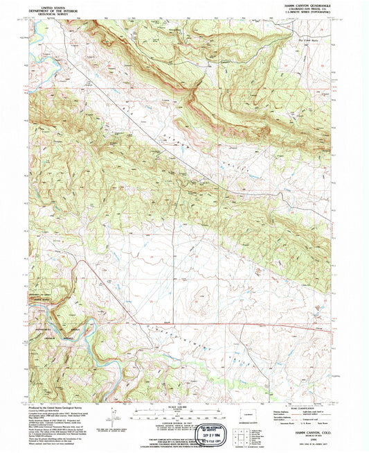 Classic USGS Hamm Canyon Colorado 7.5'x7.5' Topo Map Image