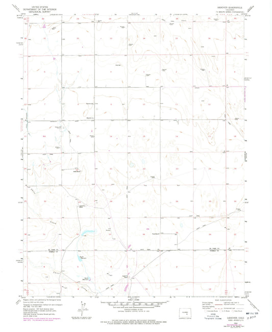 Classic USGS Hanover Colorado 7.5'x7.5' Topo Map Image