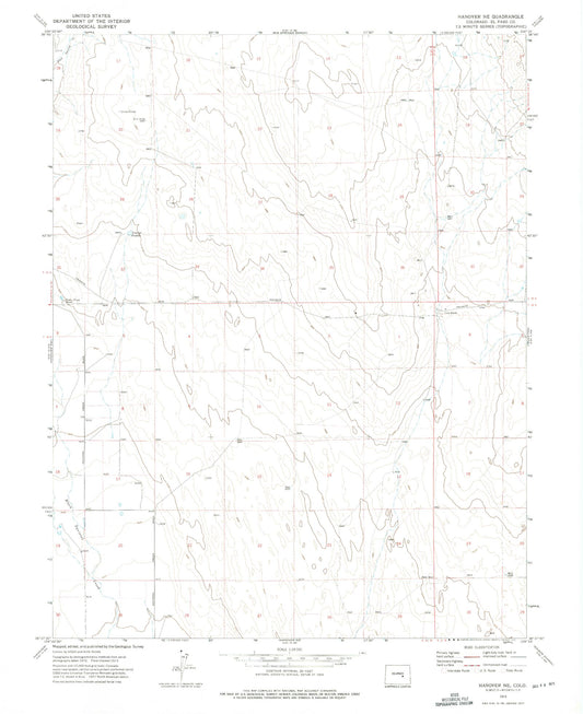 Classic USGS Hanover NE Colorado 7.5'x7.5' Topo Map Image
