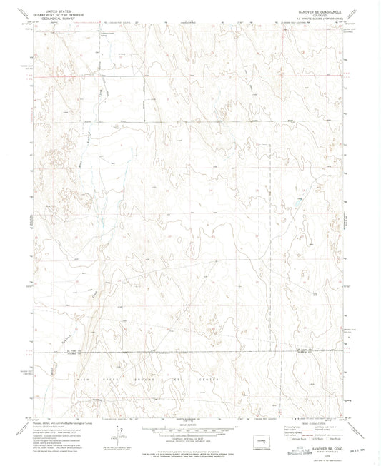 Classic USGS Hanover SE Colorado 7.5'x7.5' Topo Map Image