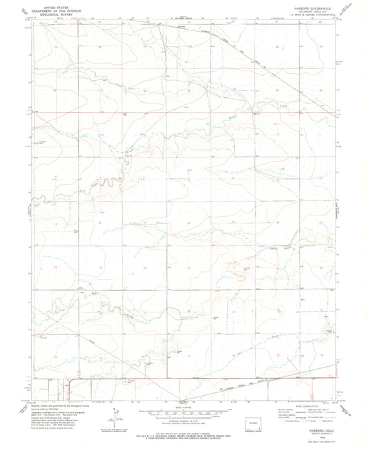 Classic USGS Harbord Colorado 7.5'x7.5' Topo Map Image