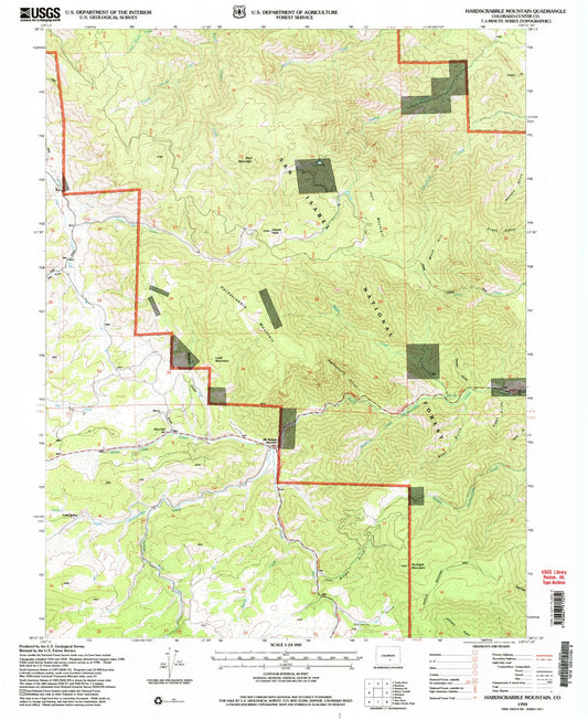 Classic USGS Hardscrabble Mountain Colorado 7.5'x7.5' Topo Map Image