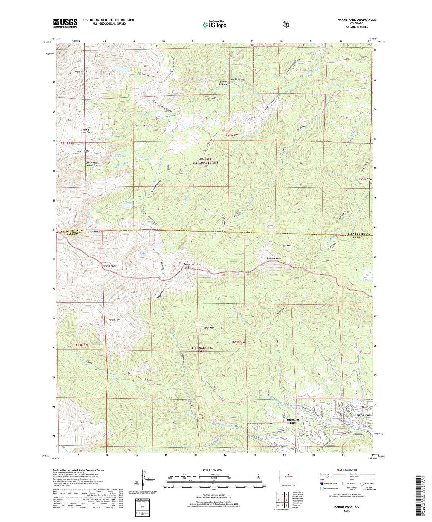 Harris Park Colorado US Topo Map Image