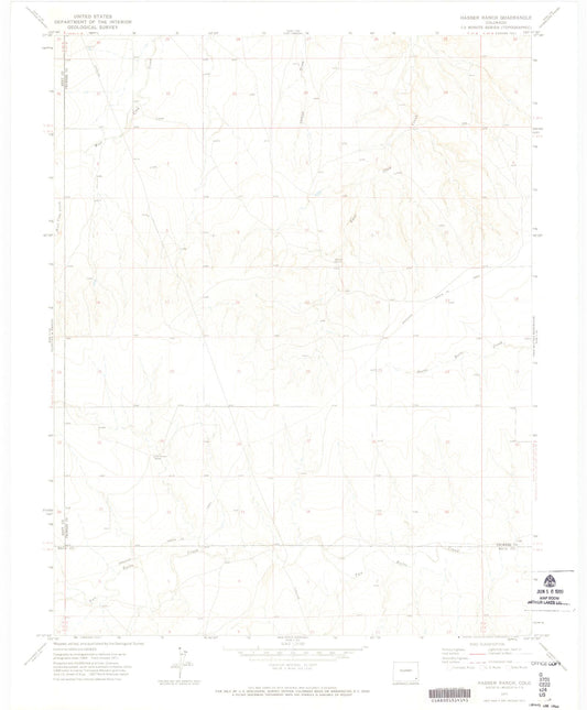Classic USGS Hasser Ranch Colorado 7.5'x7.5' Topo Map Image