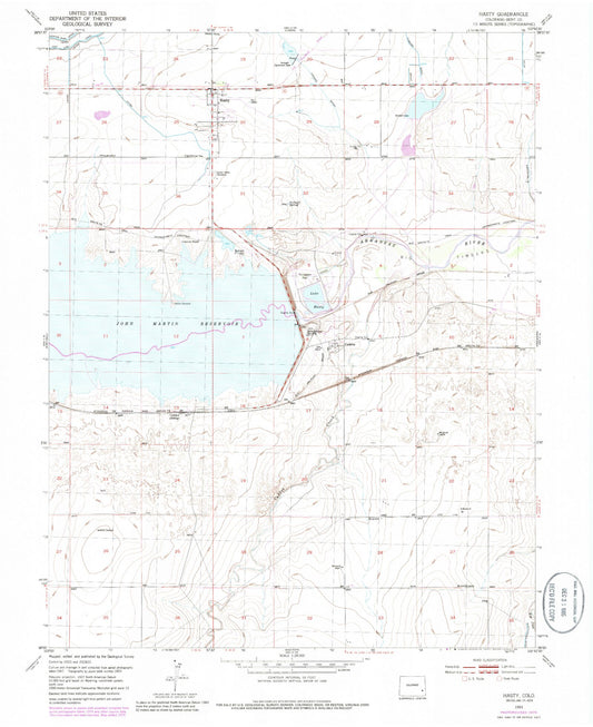 Classic USGS Hasty Colorado 7.5'x7.5' Topo Map Image