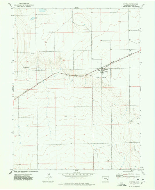 Classic USGS Haswell Colorado 7.5'x7.5' Topo Map Image