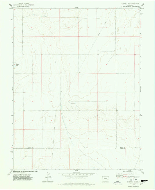 Classic USGS Haswell SE Colorado 7.5'x7.5' Topo Map Image