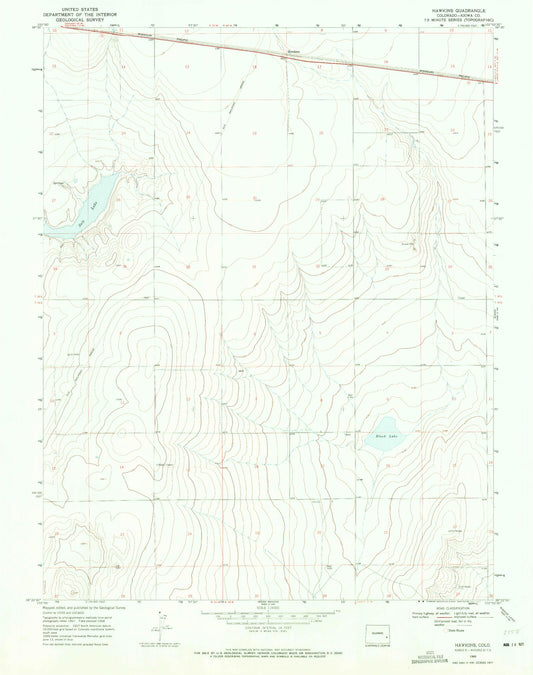Classic USGS Hawkins Colorado 7.5'x7.5' Topo Map Image