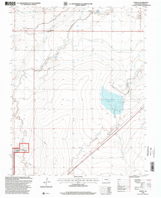 Classic USGS Hawley Colorado 7.5'x7.5' Topo Map Image