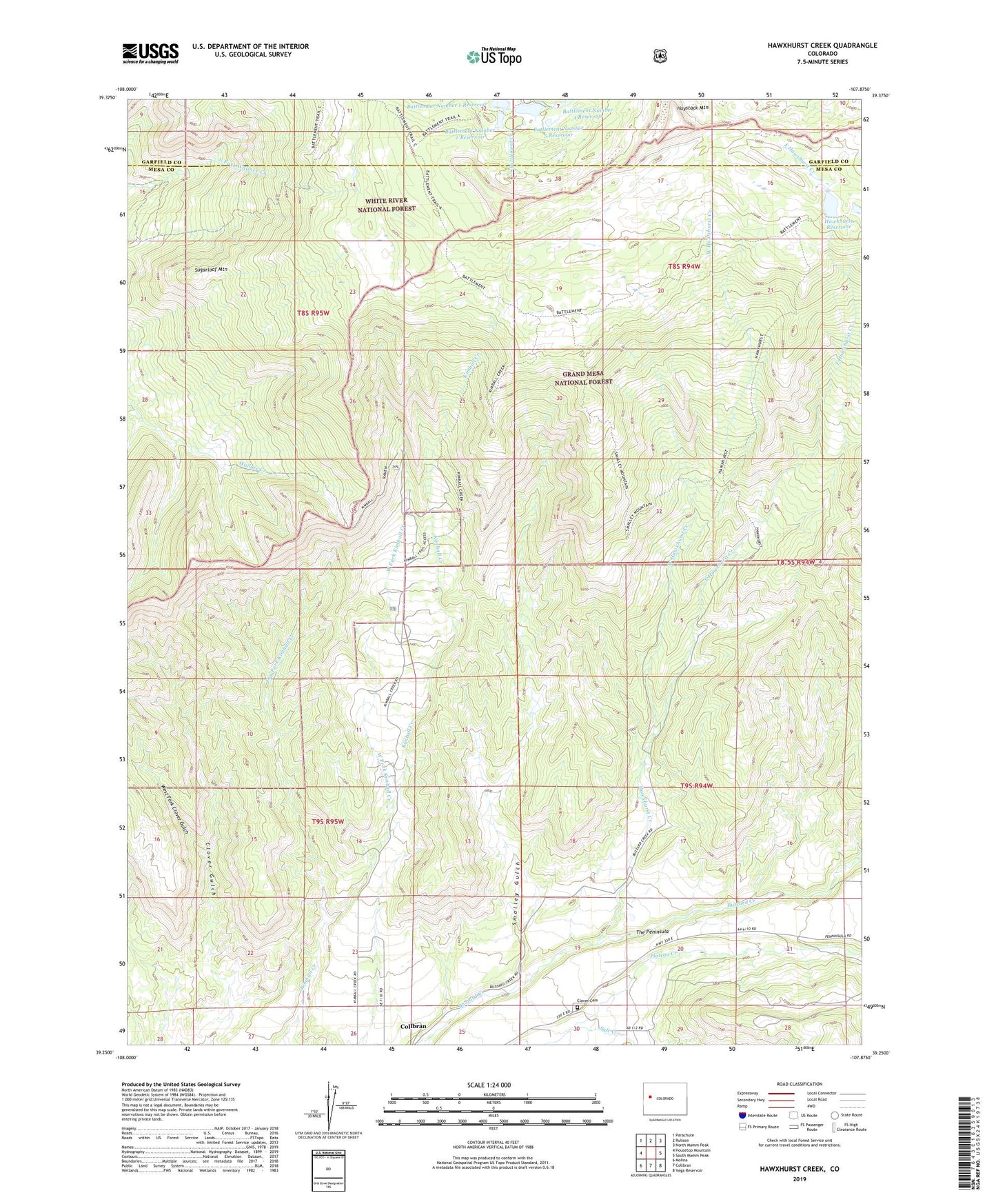 Hawxhurst Creek Colorado US Topo Map Image