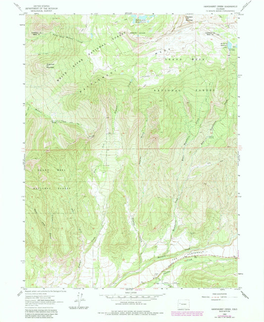 Classic USGS Hawxhurst Creek Colorado 7.5'x7.5' Topo Map Image