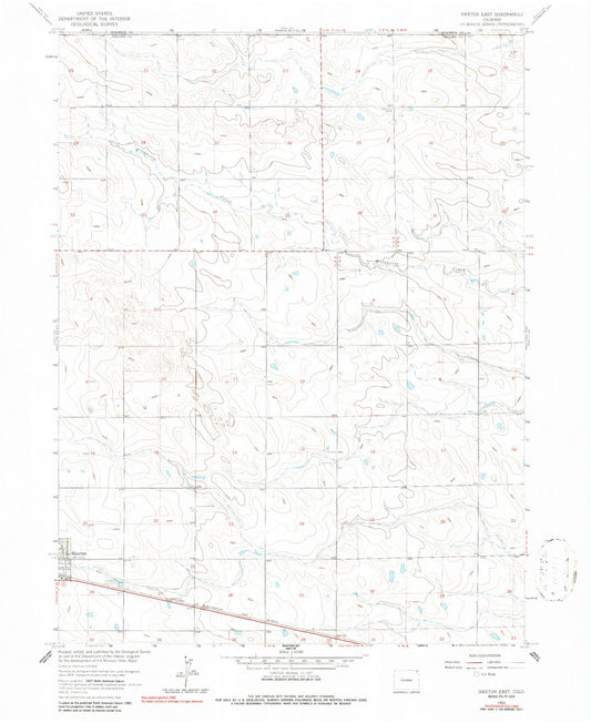 Classic USGS Haxtun East Colorado 7.5'x7.5' Topo Map Image