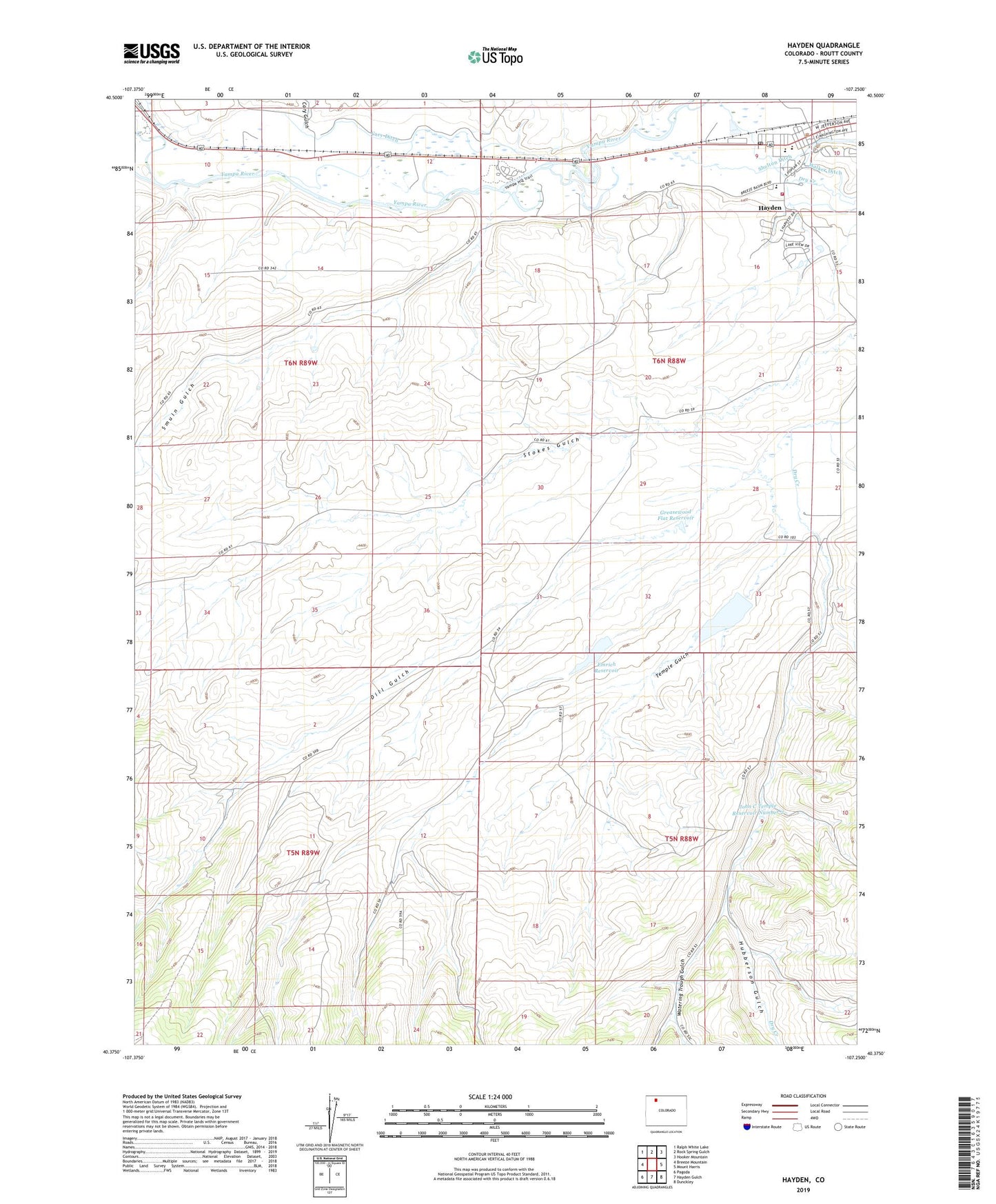 Hayden Colorado US Topo Map Image