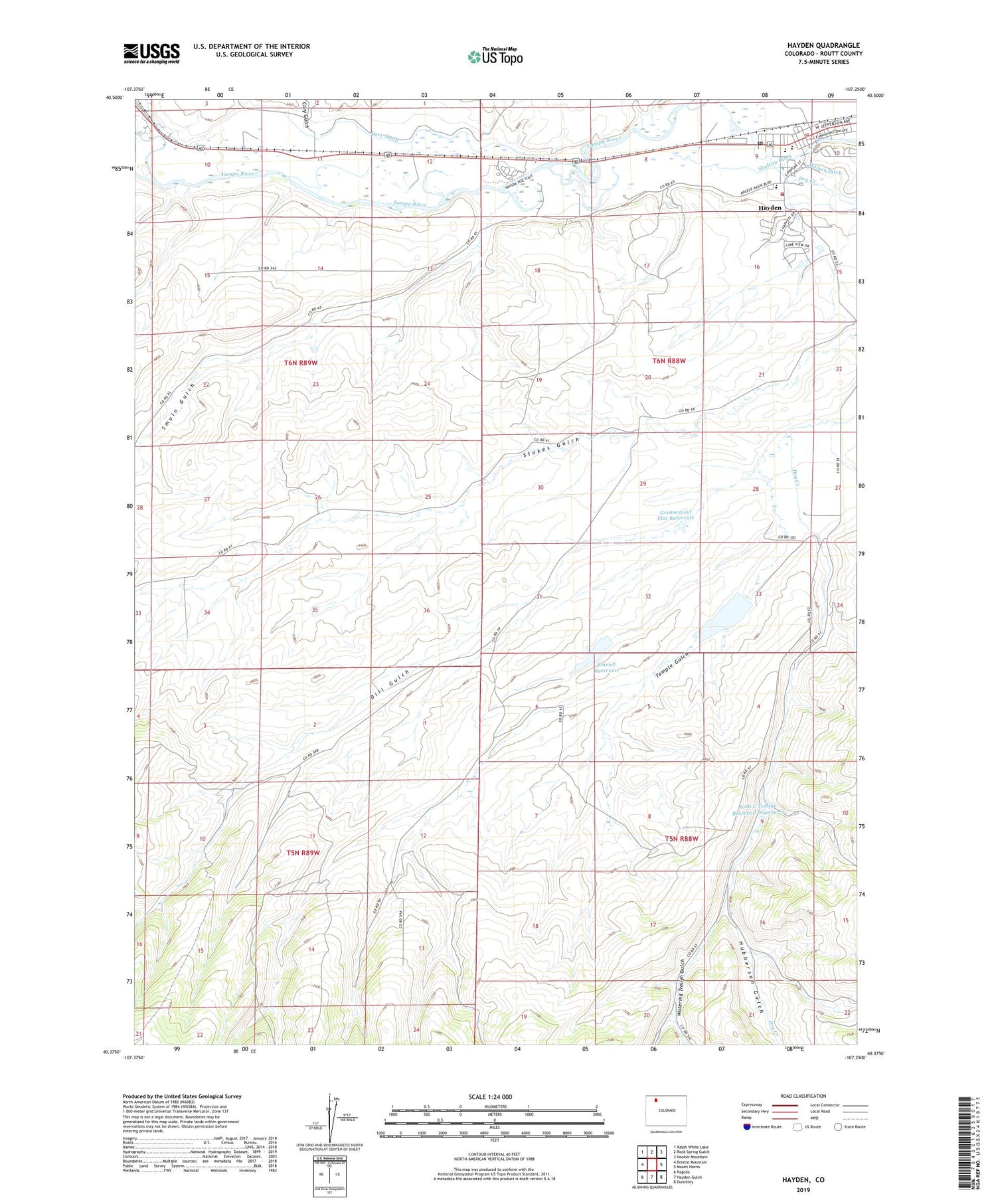 Hayden Colorado US Topo Map Image