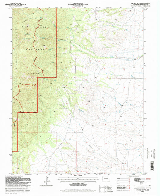 Classic USGS Hayden Butte Colorado 7.5'x7.5' Topo Map Image