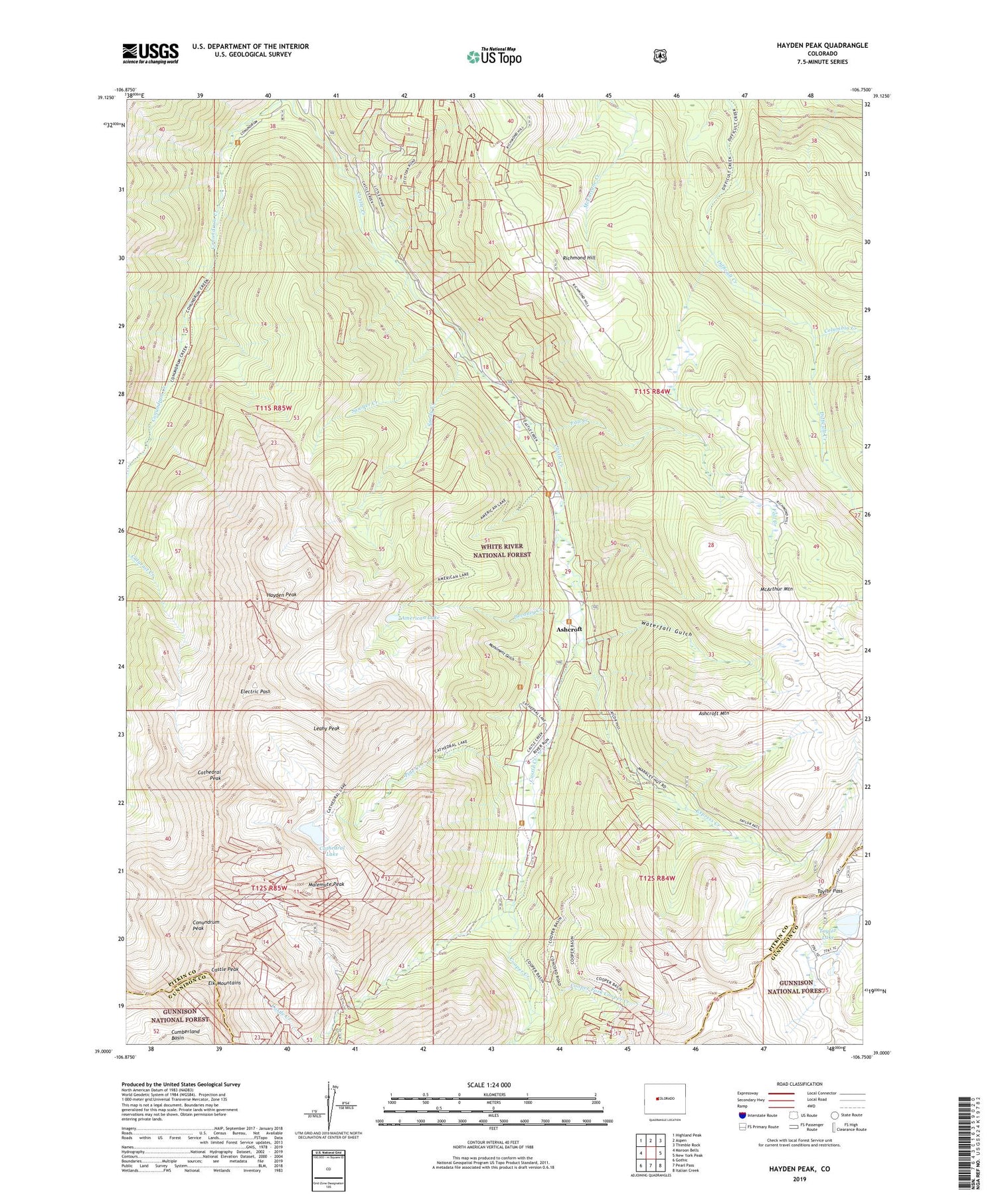 Hayden Peak Colorado US Topo Map Image