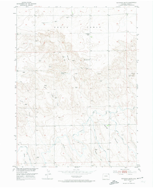 Classic USGS Haystack Butte Colorado 7.5'x7.5' Topo Map Image