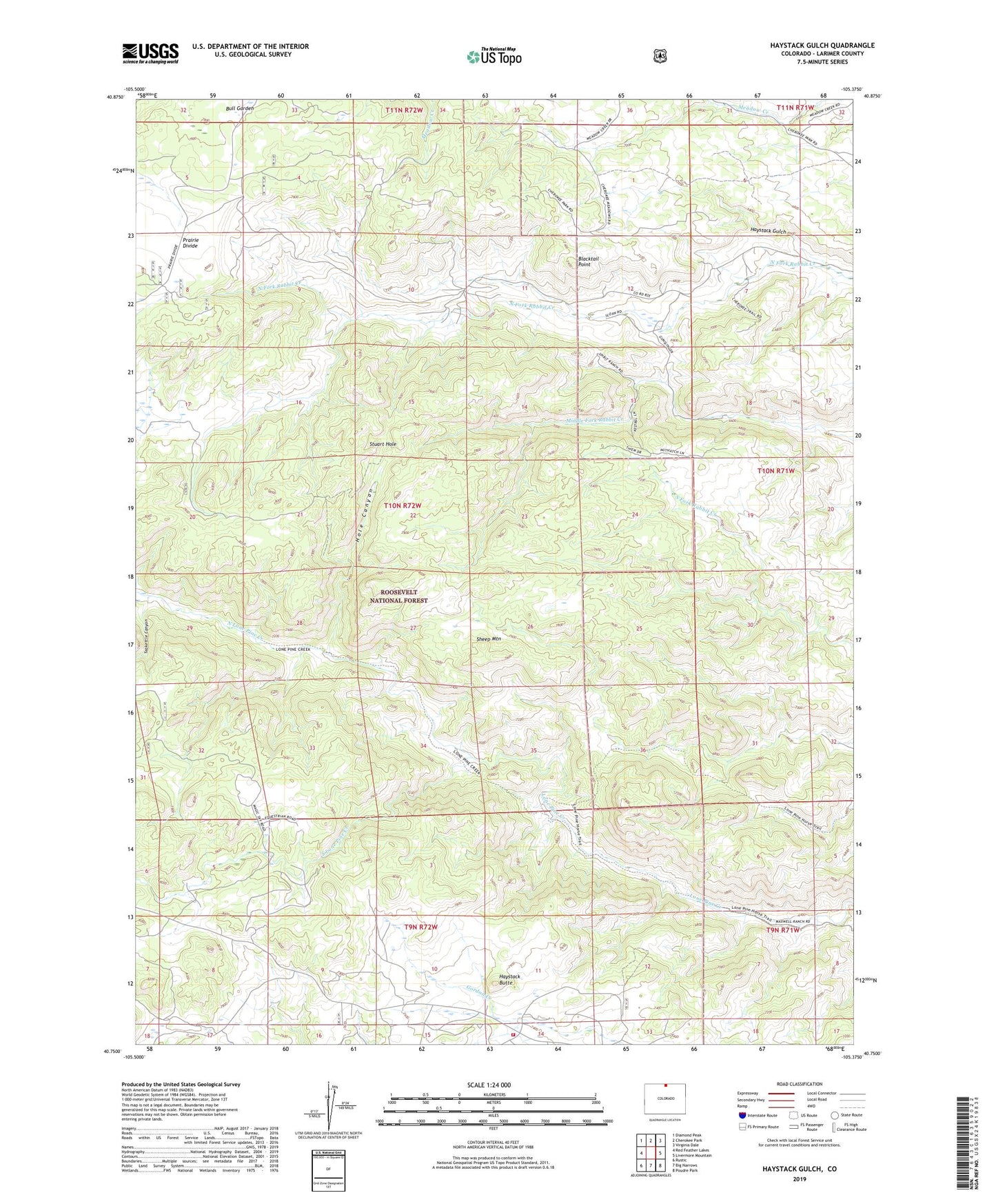 Haystack Gulch Colorado US Topo Map Image