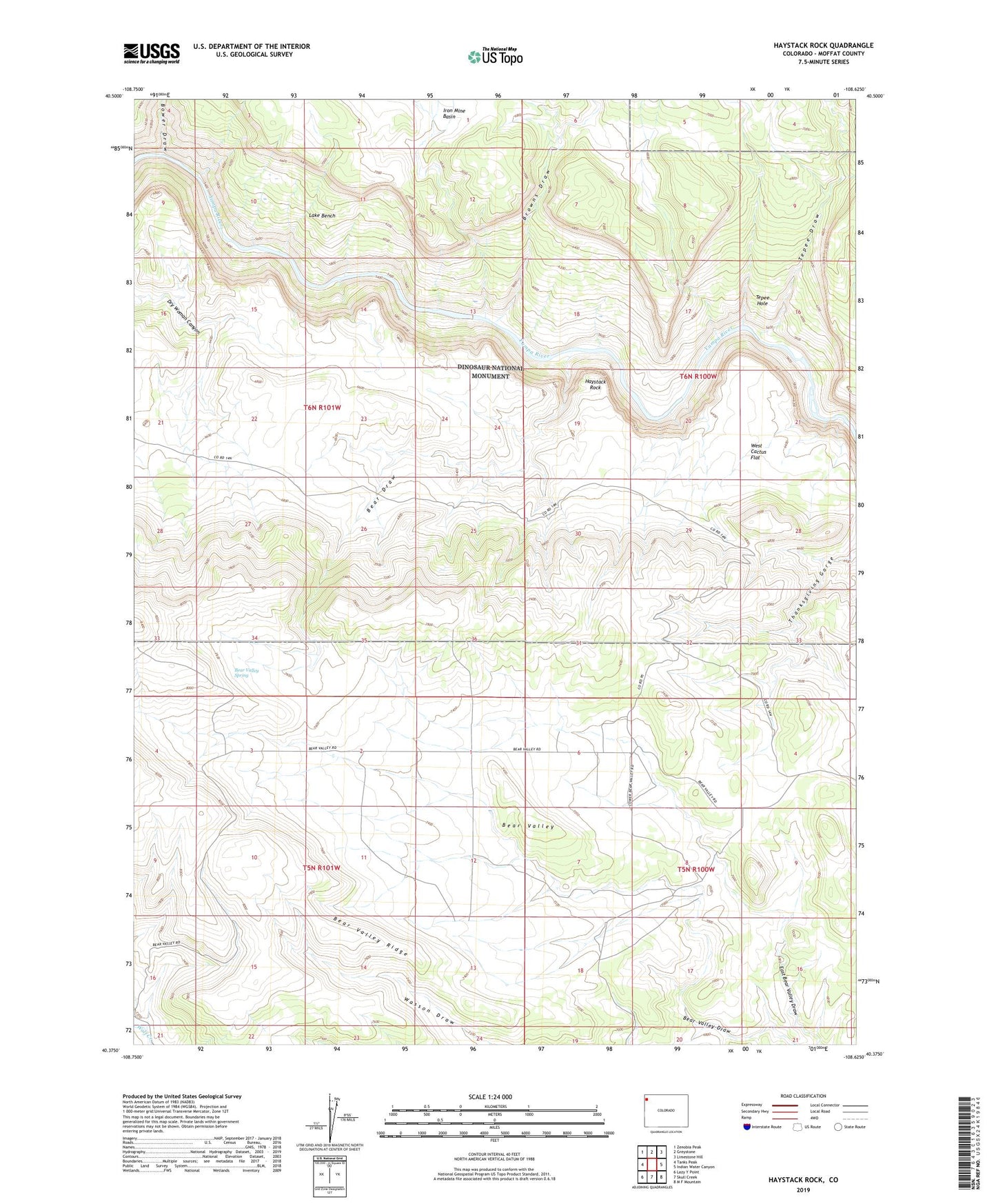 Haystack Rock Colorado US Topo Map Image