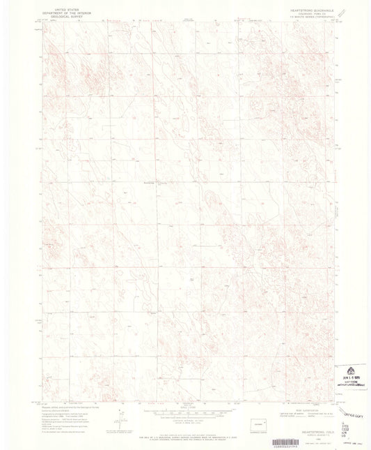 Classic USGS Heartstrong Colorado 7.5'x7.5' Topo Map Image