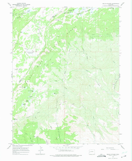 Classic USGS Hells Kitchen Colorado 7.5'x7.5' Topo Map Image