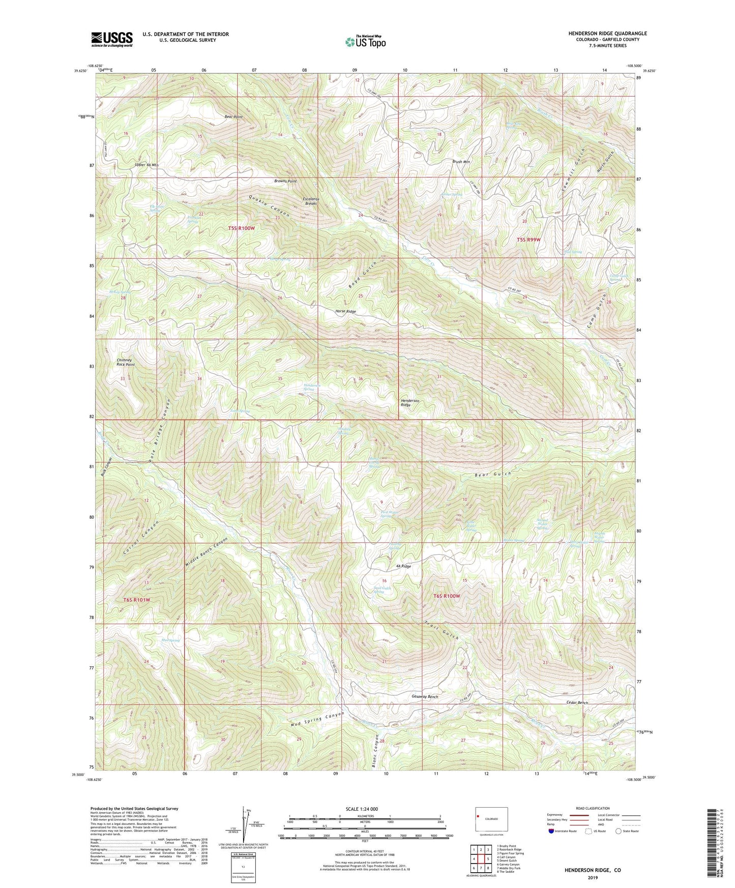 Henderson Ridge Colorado US Topo Map Image