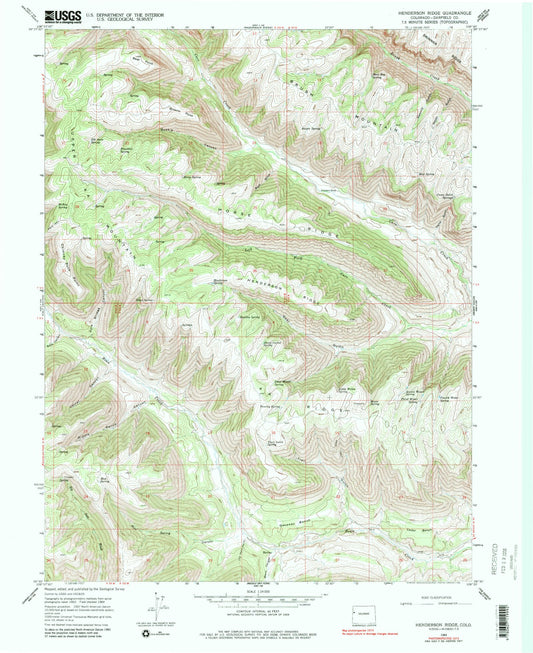 Classic USGS Henderson Ridge Colorado 7.5'x7.5' Topo Map Image