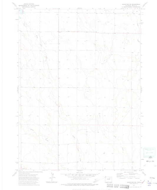 Classic USGS Hereford Colorado 7.5'x7.5' Topo Map Image
