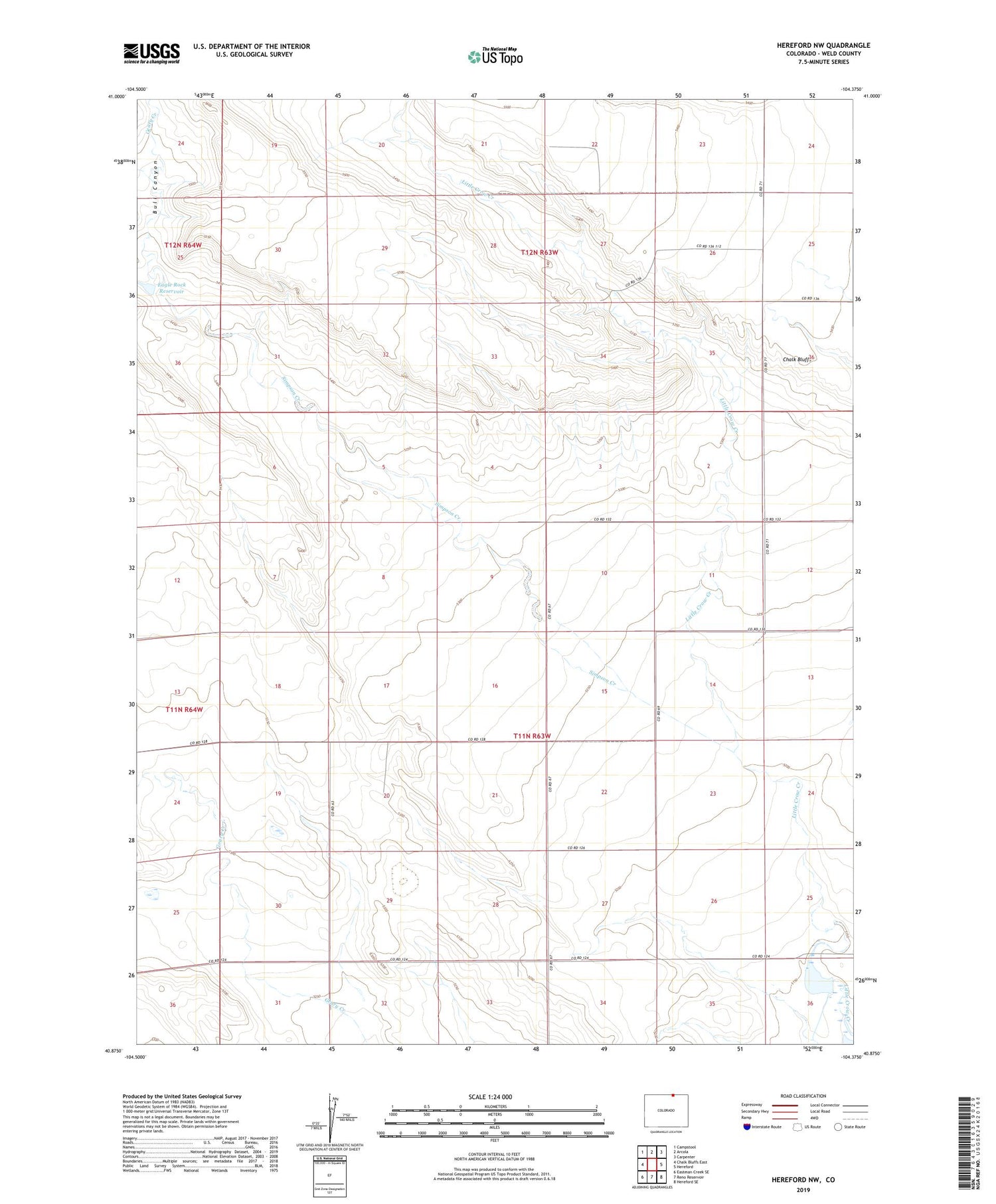 Hereford NW Colorado US Topo Map Image