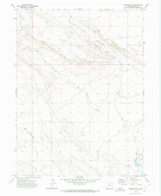 Classic USGS Hereford NW Colorado 7.5'x7.5' Topo Map Image