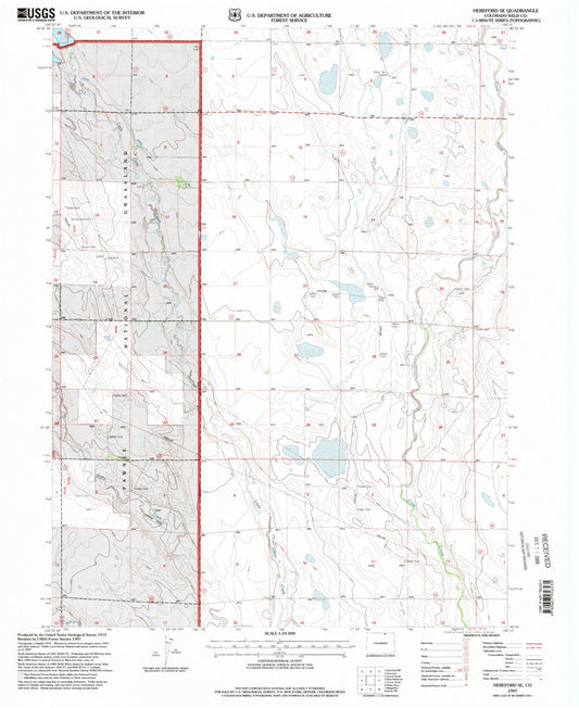 Classic USGS Hereford SE Colorado 7.5'x7.5' Topo Map Image